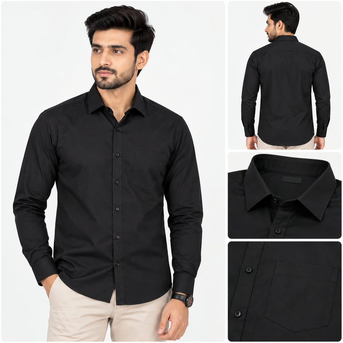 Men's Solid Cotton Formal Full Sleeve Shirt